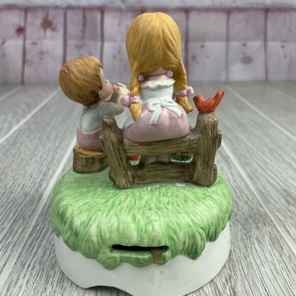 Lund’s Lites Music Box. Lefton China. Hand Painted  #00123. Boy, Girl Picnic - Picture 2 of 11